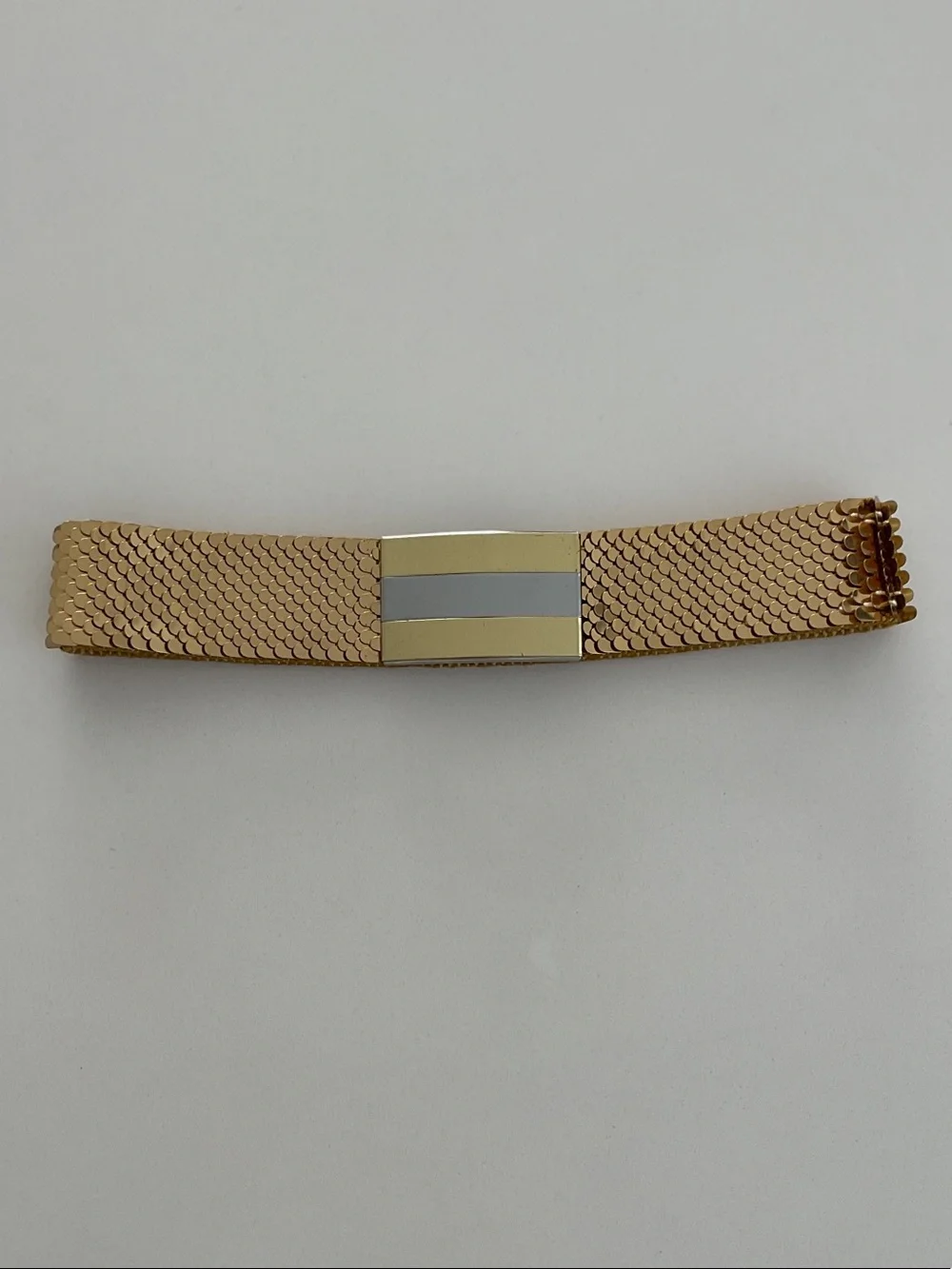 Vintage Fish Scale Stretch Belt Gold Mesh Belt with Metallic Accent unisex